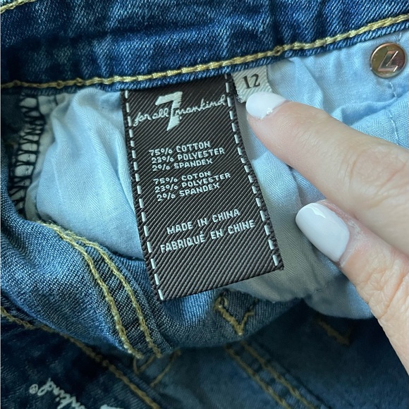 7 For All Mankind Dark Wash Stretch Denim  Bermuda Jean  Shorts Girls  Size 12 - Picture 5 of 6